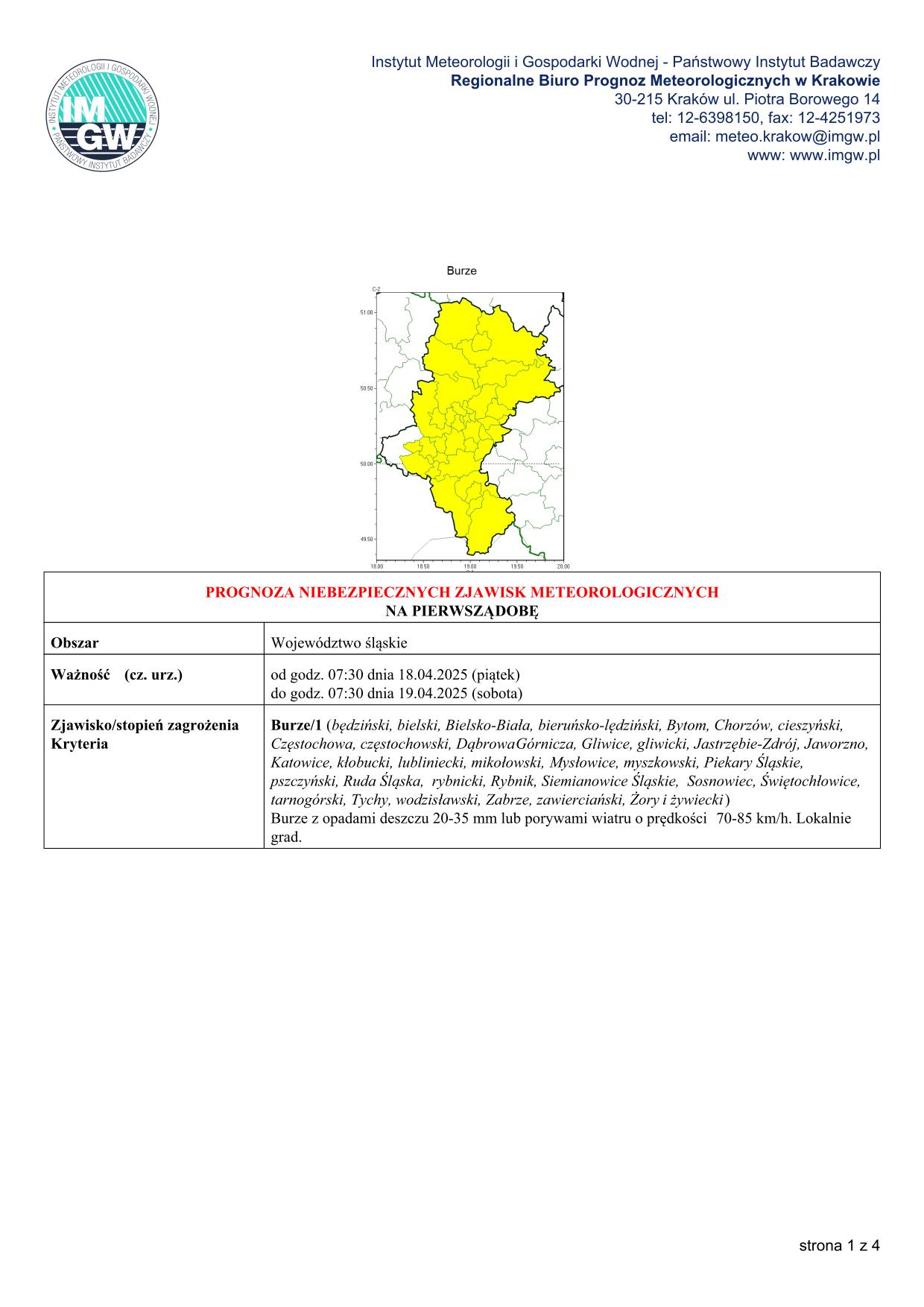 mapa wystąpienia zjawiska